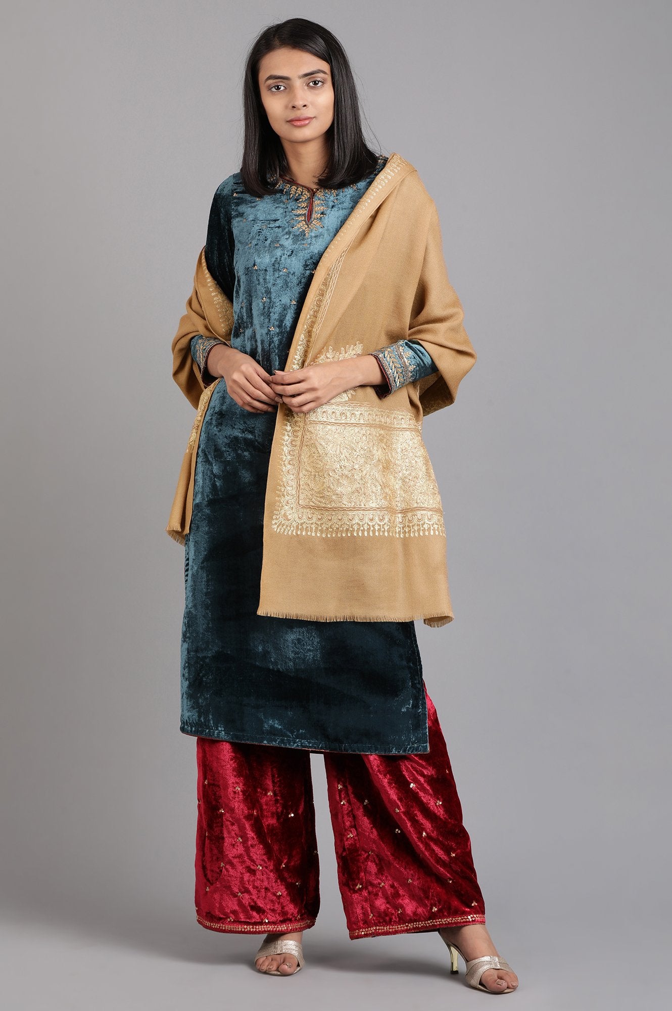 Buy Beige Solid Shawl 3999 W for woman – wforwoman