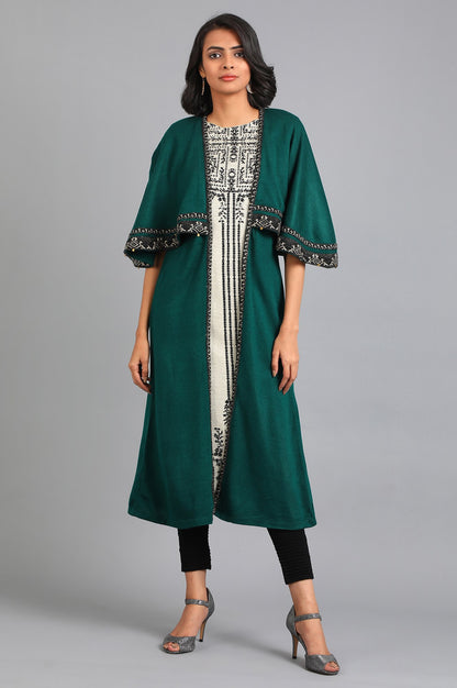 Green Round Neck Layered Kurta