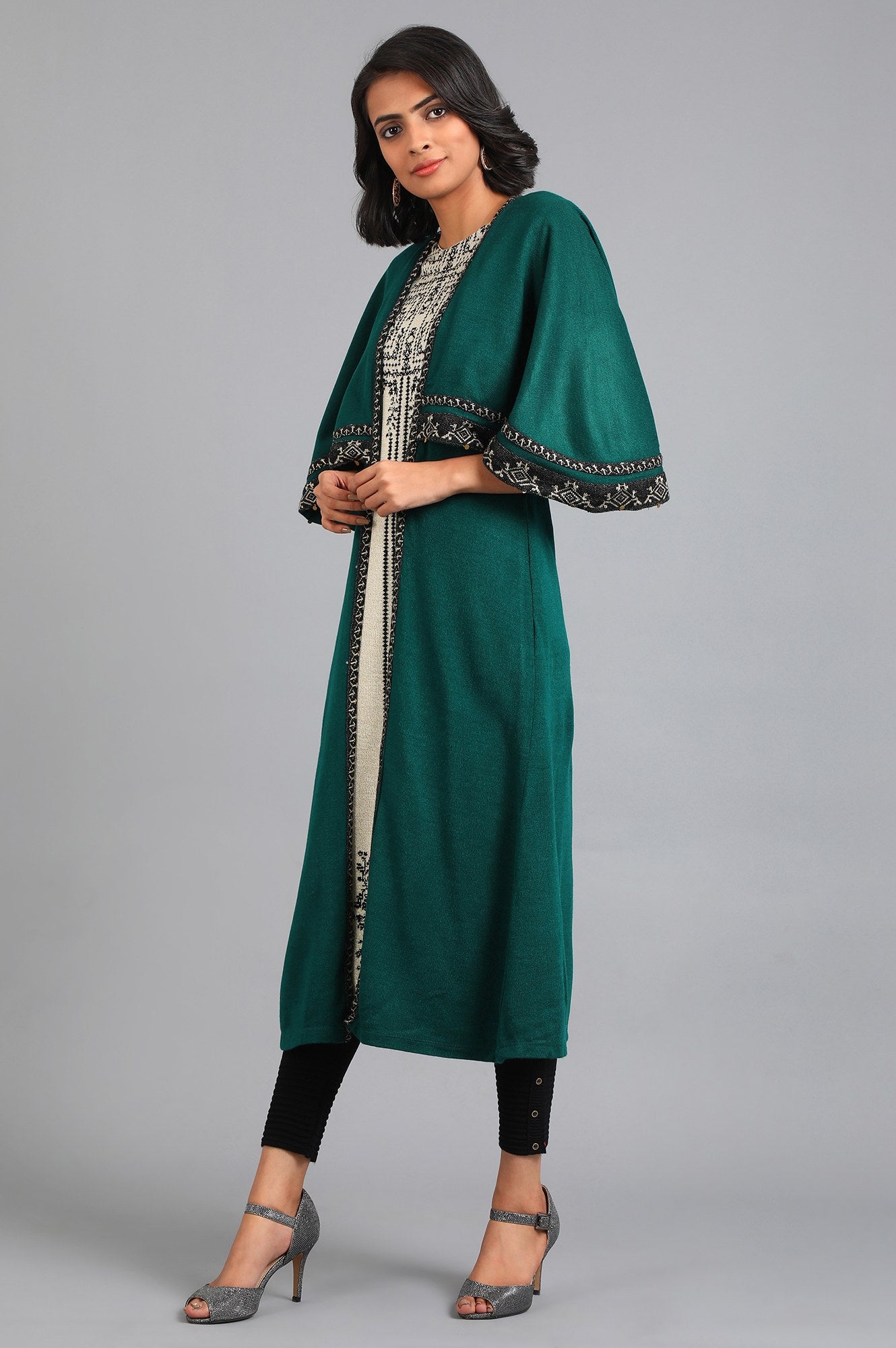 Green Round Neck Layered Kurta