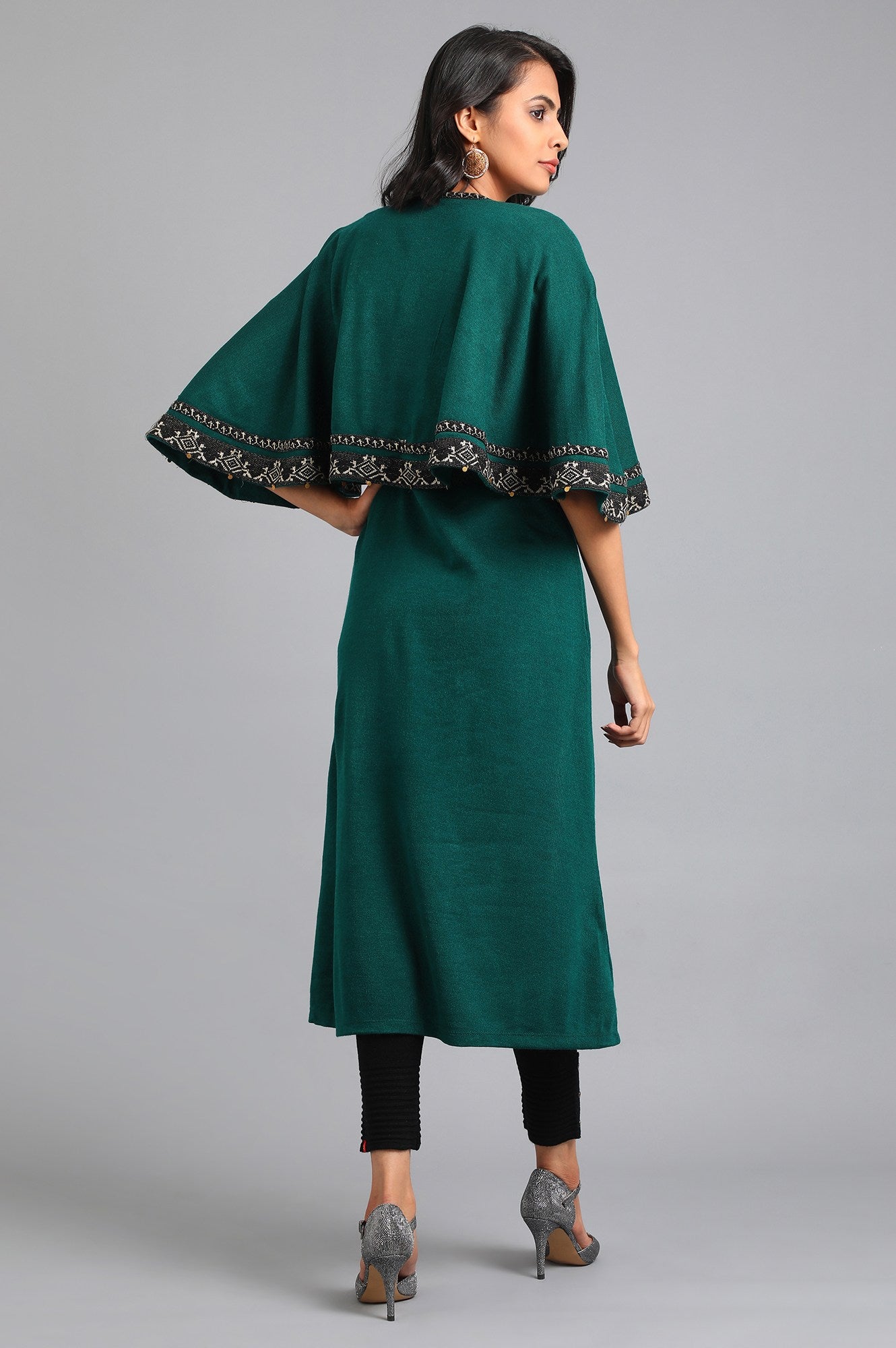 Green Round Neck Layered Kurta