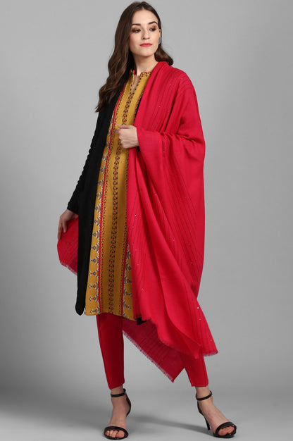 Yellow Mandarin Neck Yarn-dyed Winter kurta