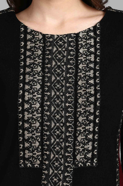 Black Round Neck Winter Kurta