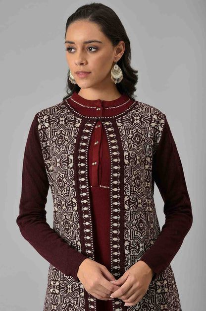 Wine Knitted Cardigan