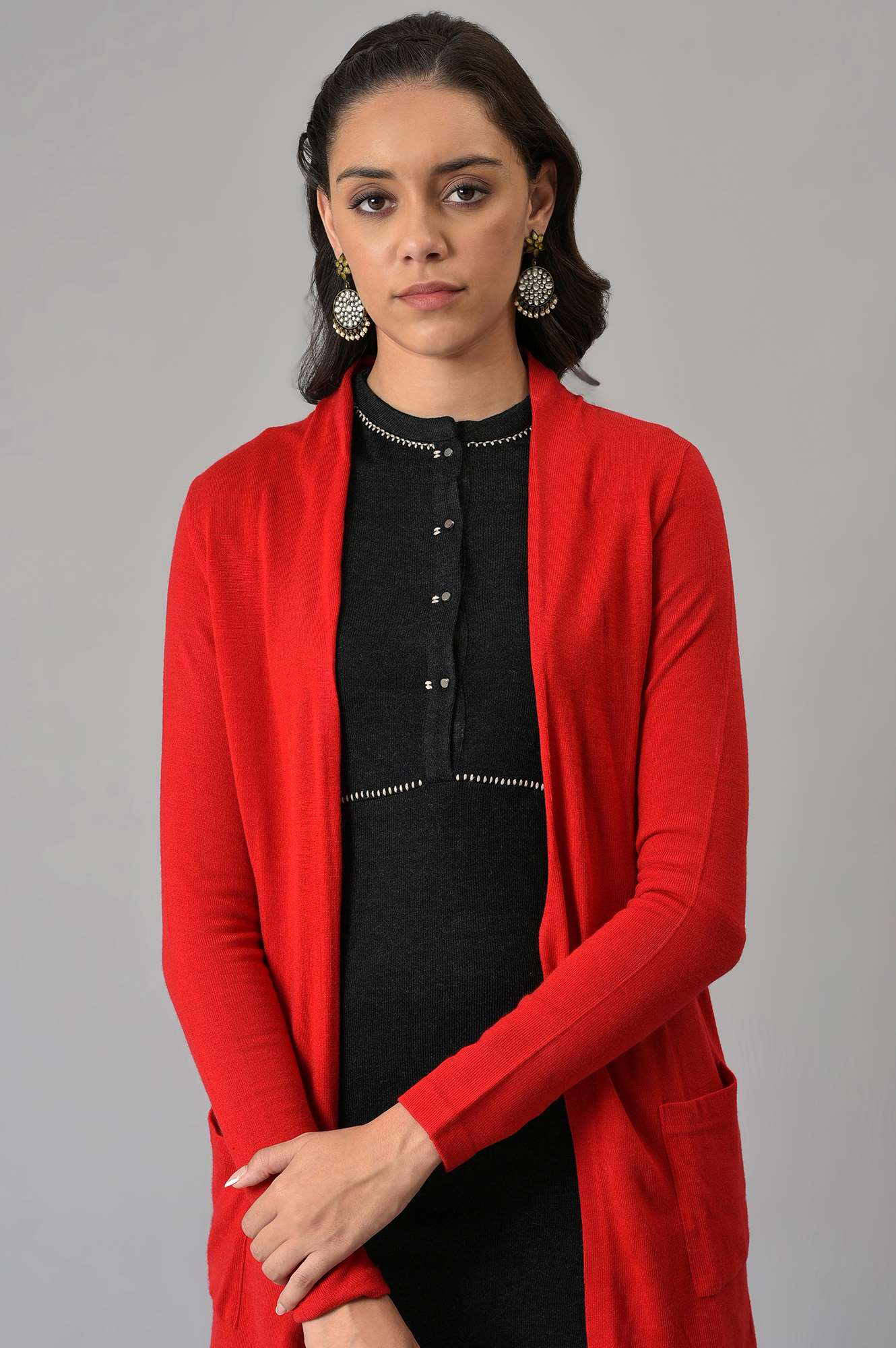 Red Basic Cardigan