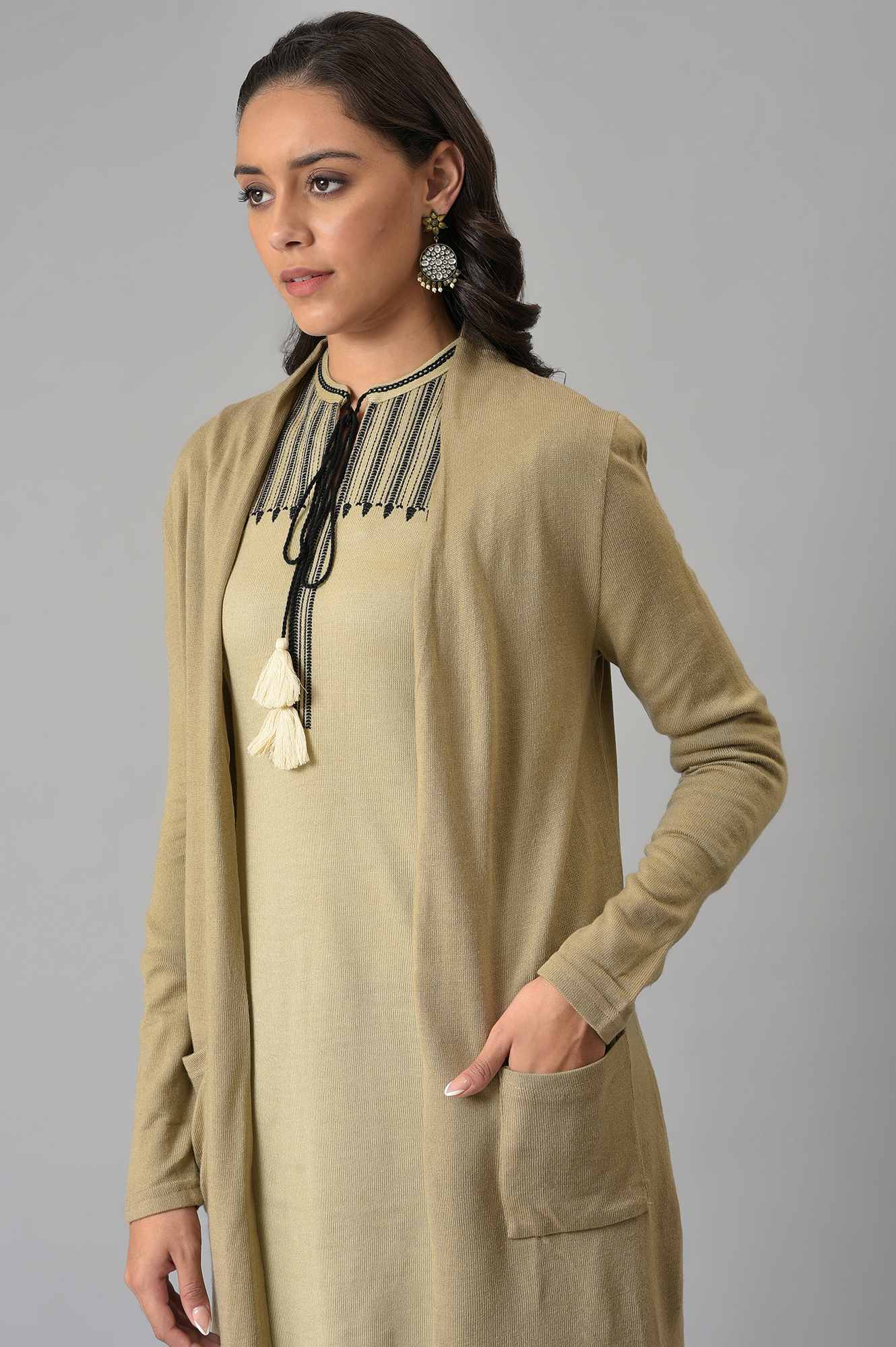 Beige Basic Cardigan