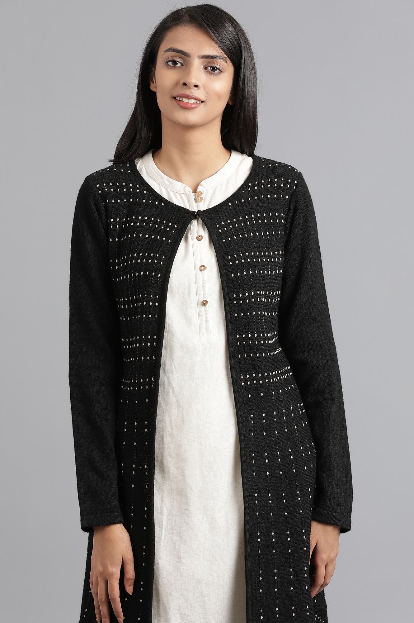 Black Flared Cardigan