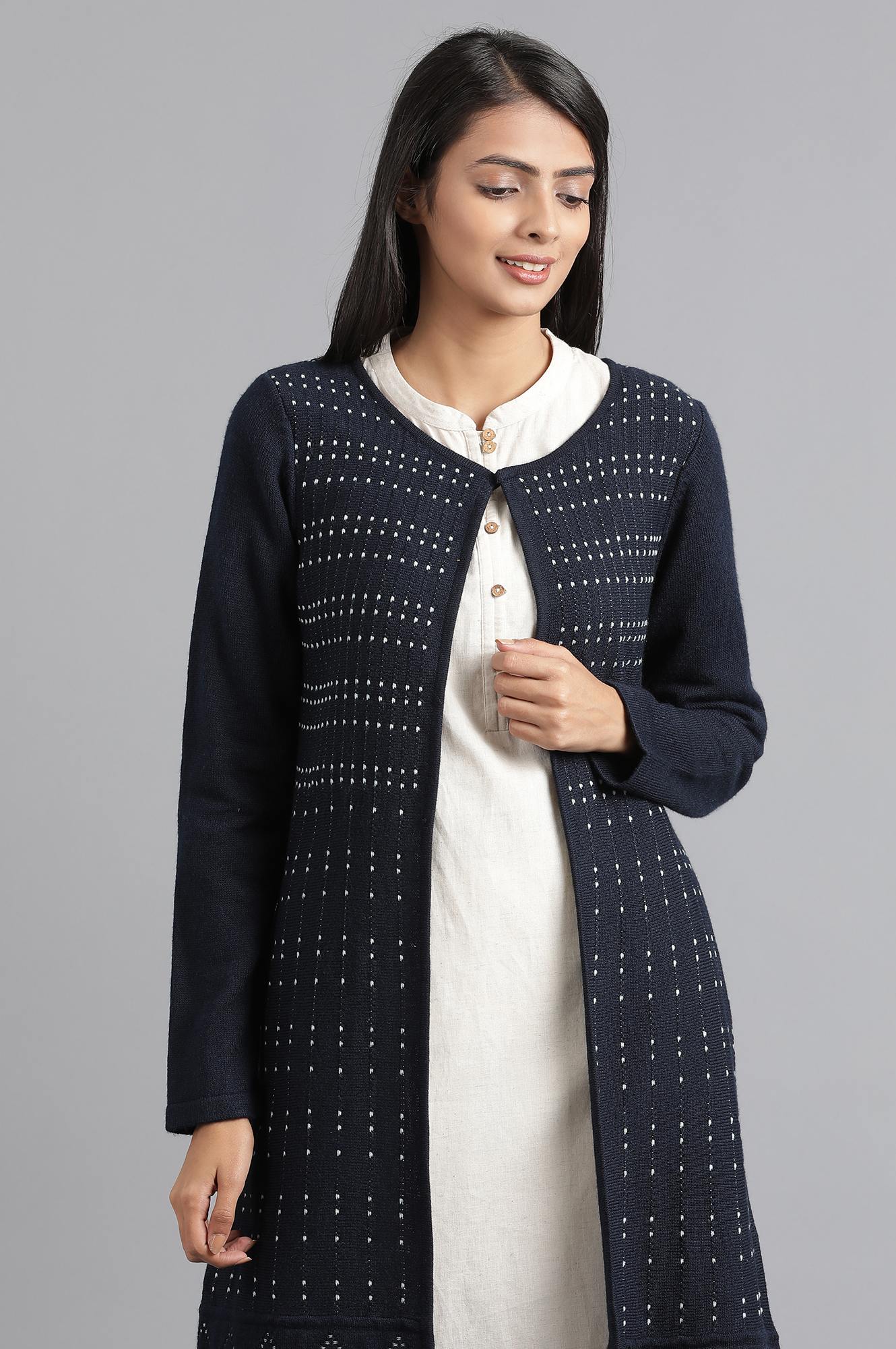 Blue Flared Cardigan