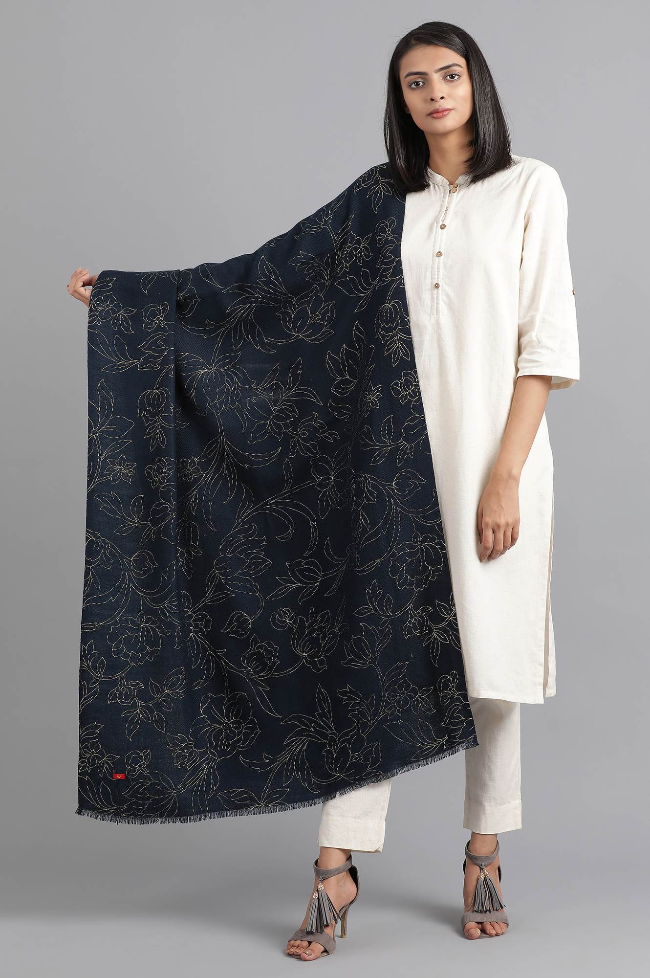 Navy Printed Stole