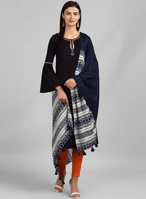 Navy Printed Shawl