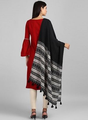 Black Printed Shawl