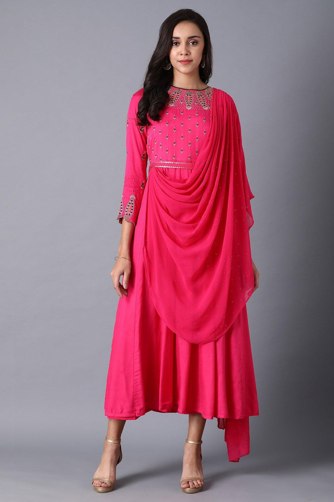 Pink Anarkali kurta - wforwoman