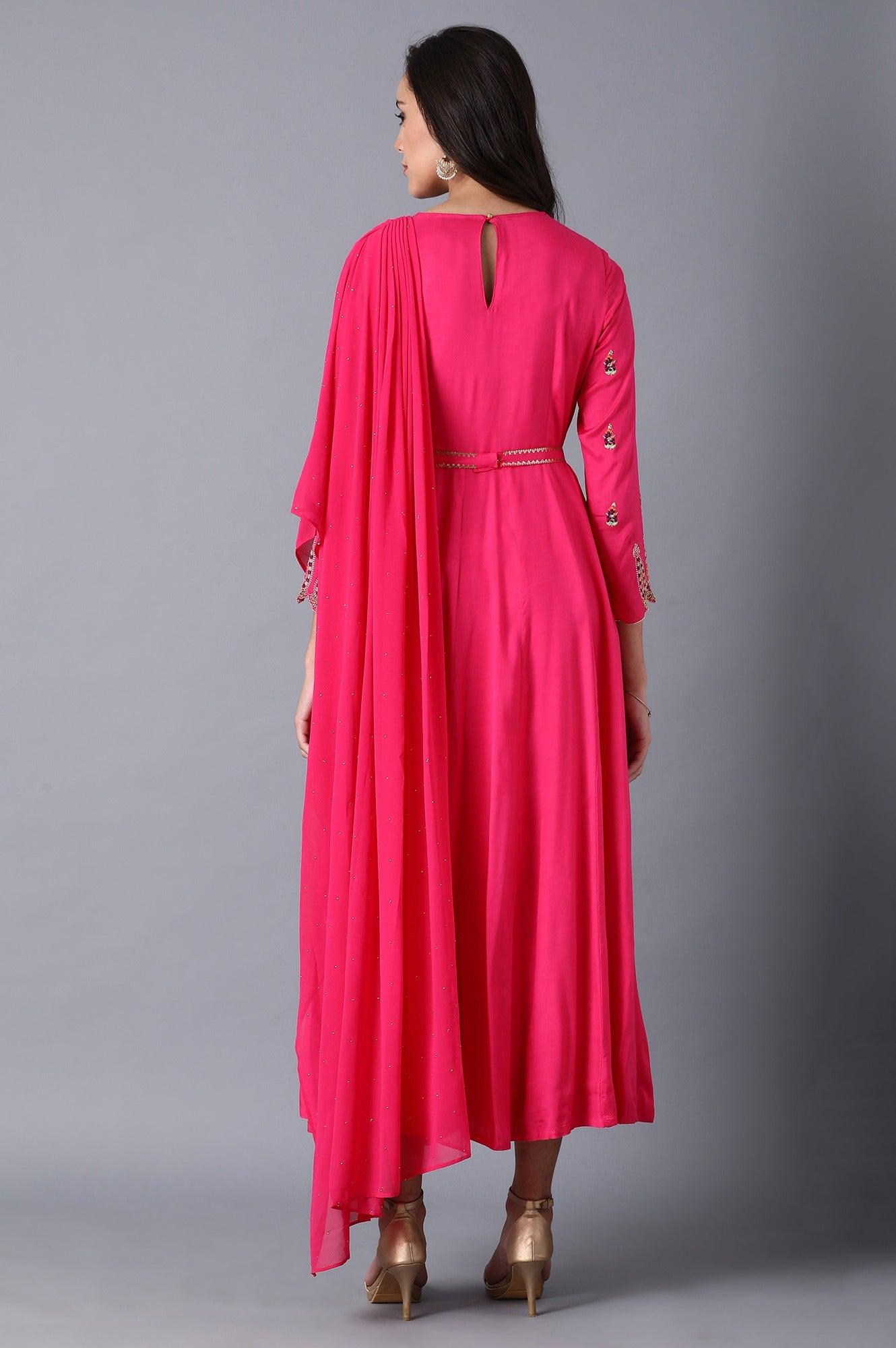 Pink Anarkali kurta - wforwoman