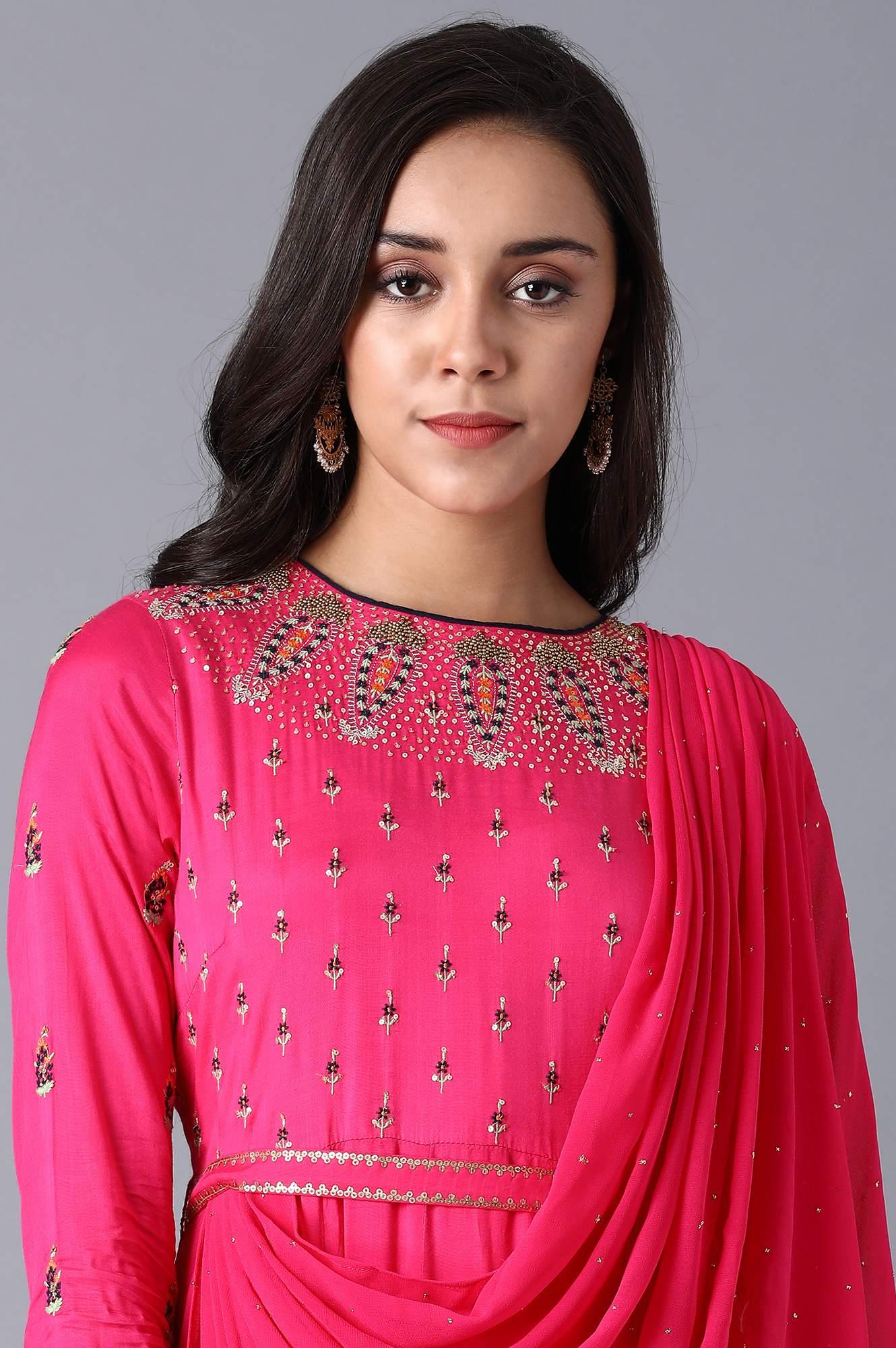 Pink Anarkali kurta - wforwoman