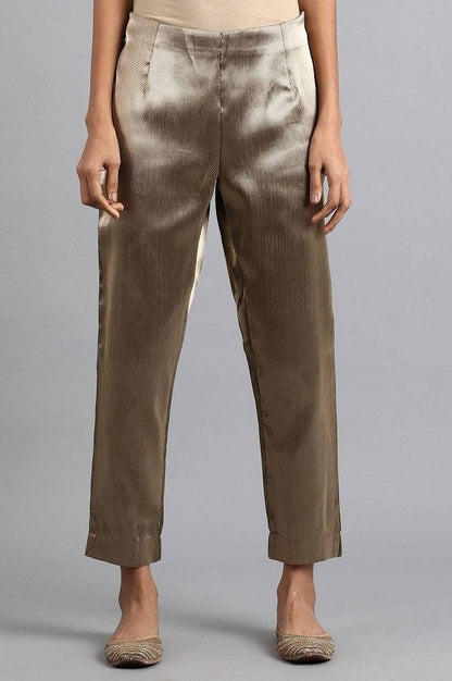 Gold Jacquard Slim Pants - wforwoman