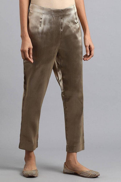 Gold Jacquard Slim Pants - wforwoman