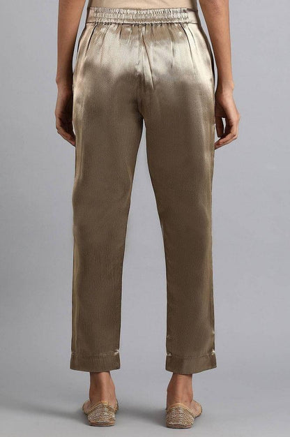 Gold Jacquard Slim Pants - wforwoman