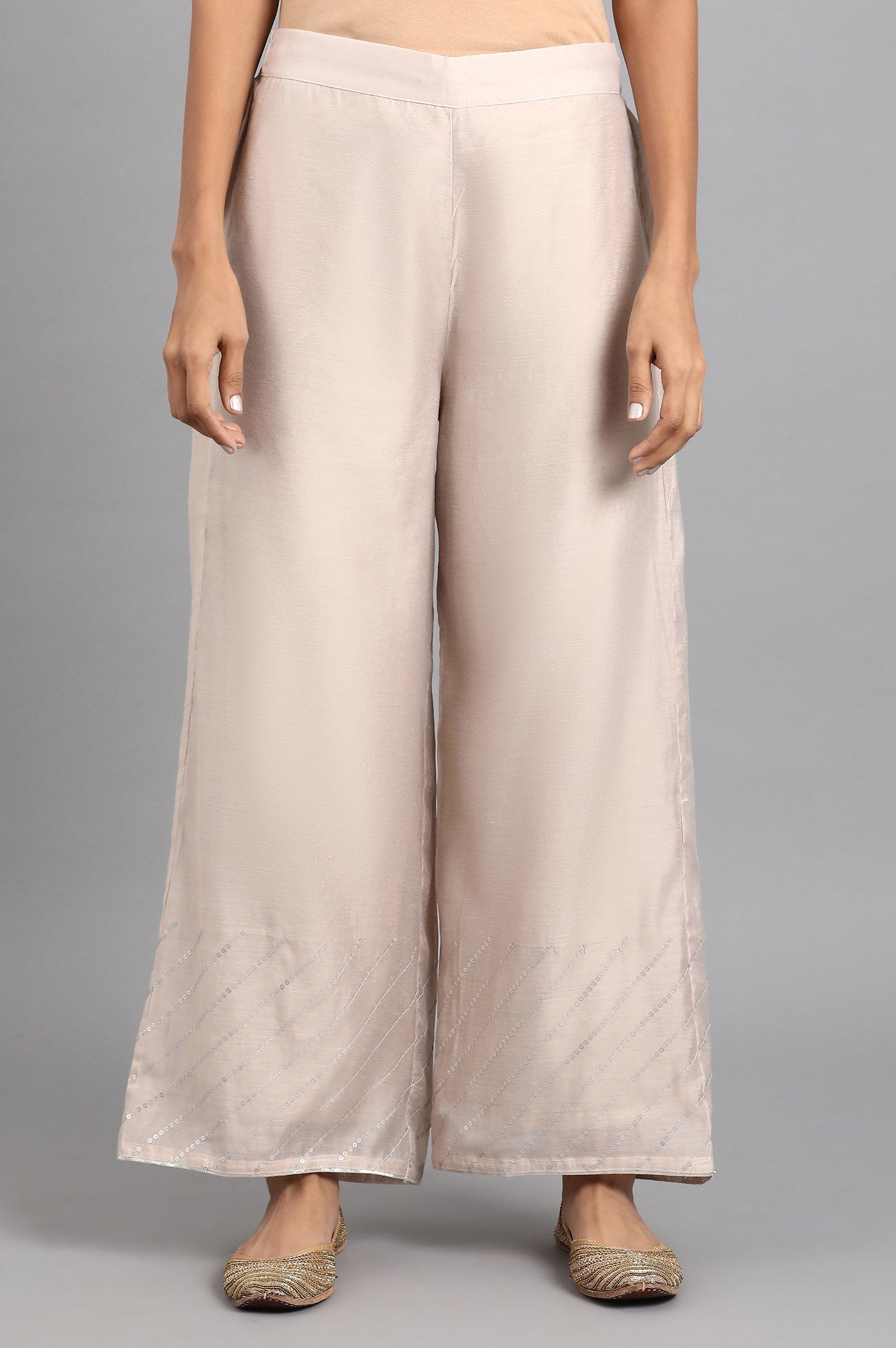 Beige Straight Pants