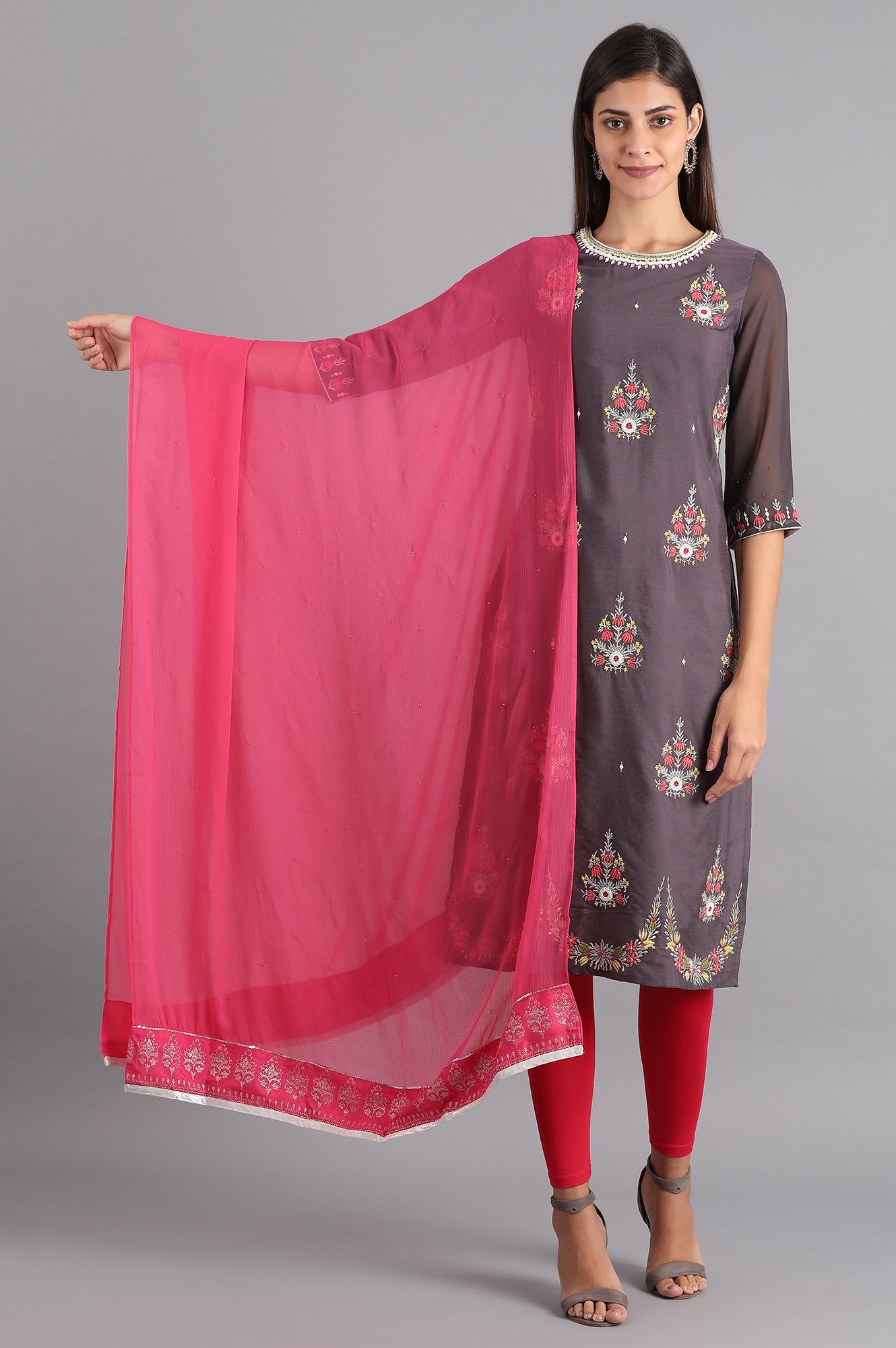 Pink Solid Dupatta