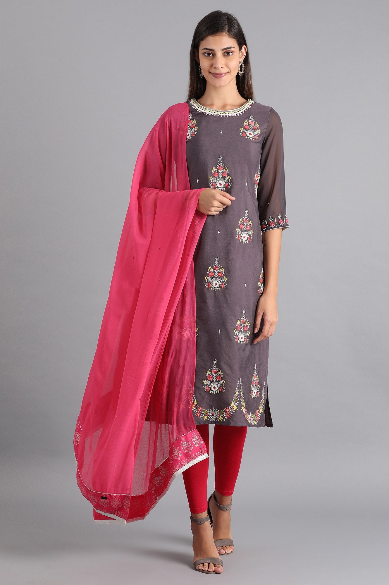 Pink Solid Dupatta