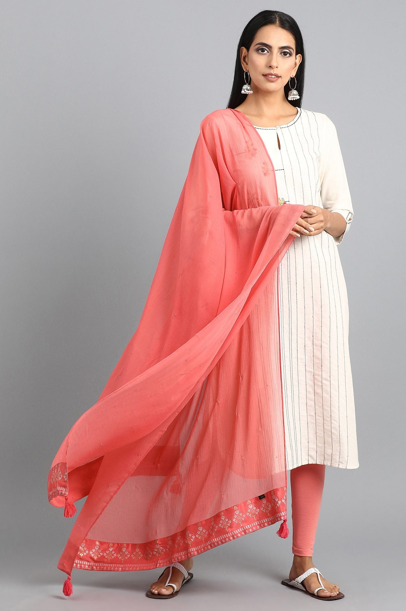 Peach Chiffon Dupatta