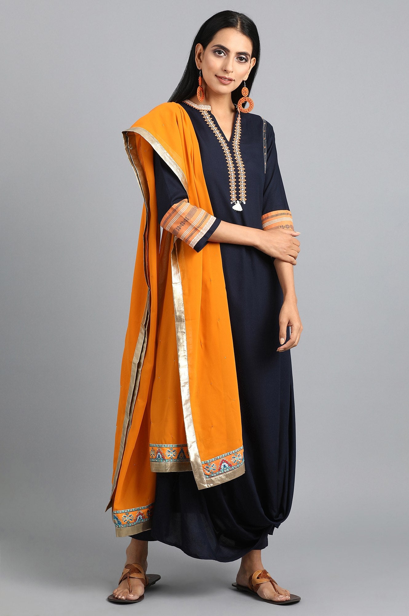 Orange Solid Dupatta