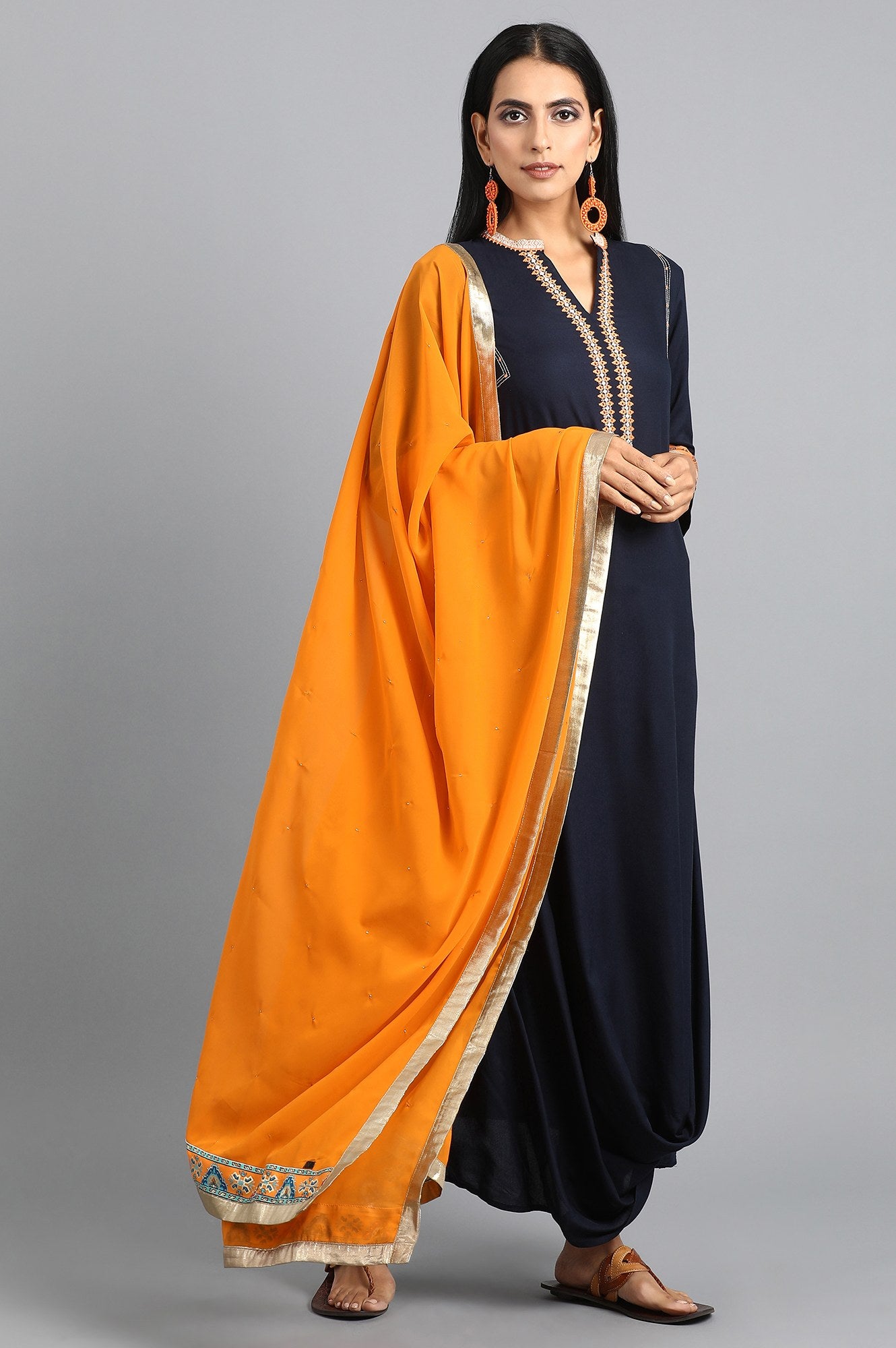 Orange Solid Dupatta