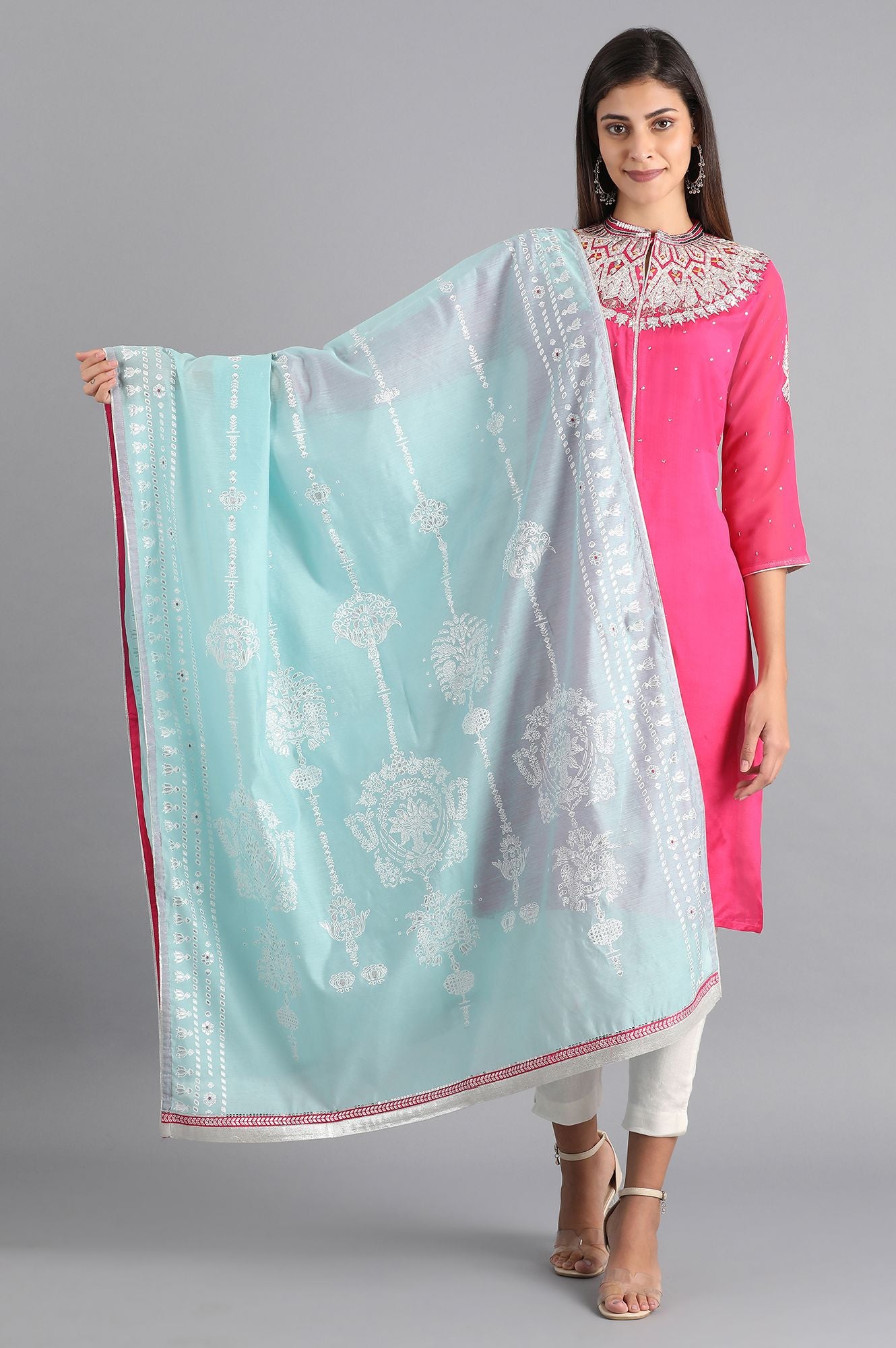 Blue Printed Dupatta