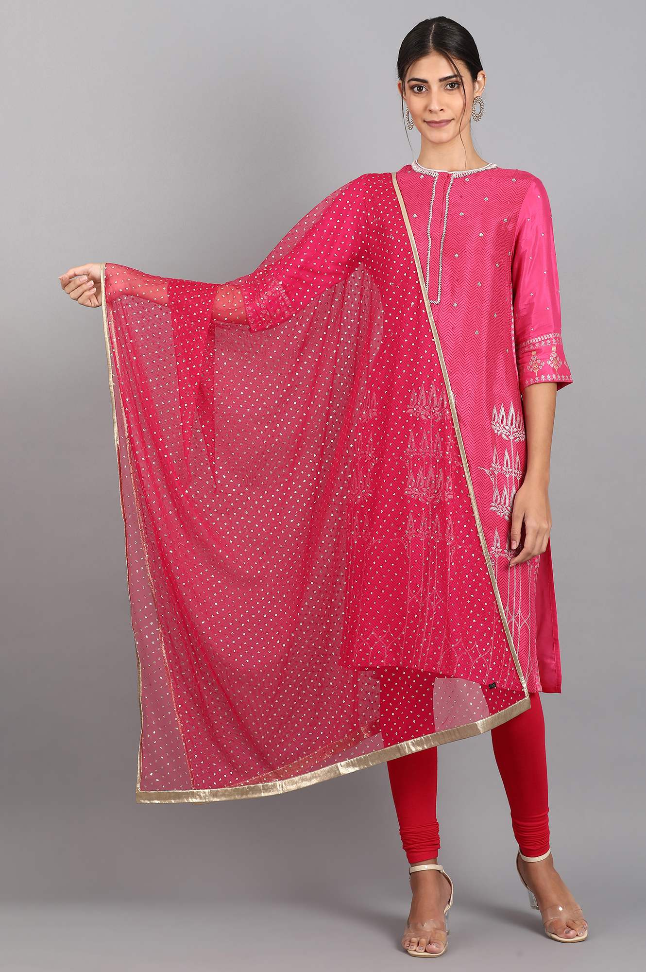 Pink Net Dupatta