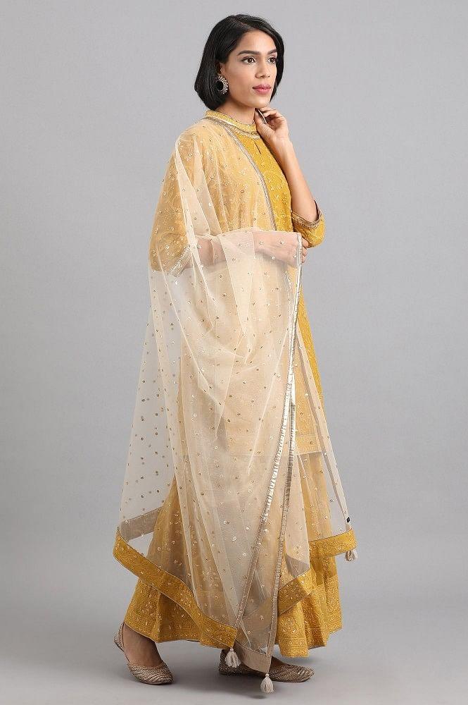 Yellow Mandarin Neck kurta Set - wforwoman