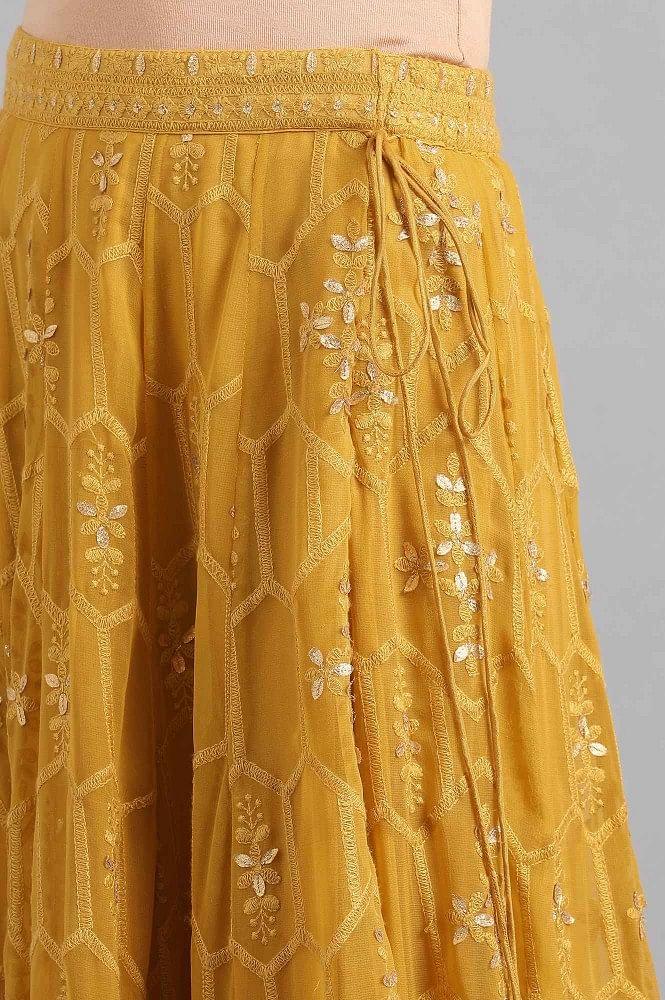 Yellow Mandarin Neck kurta Set - wforwoman