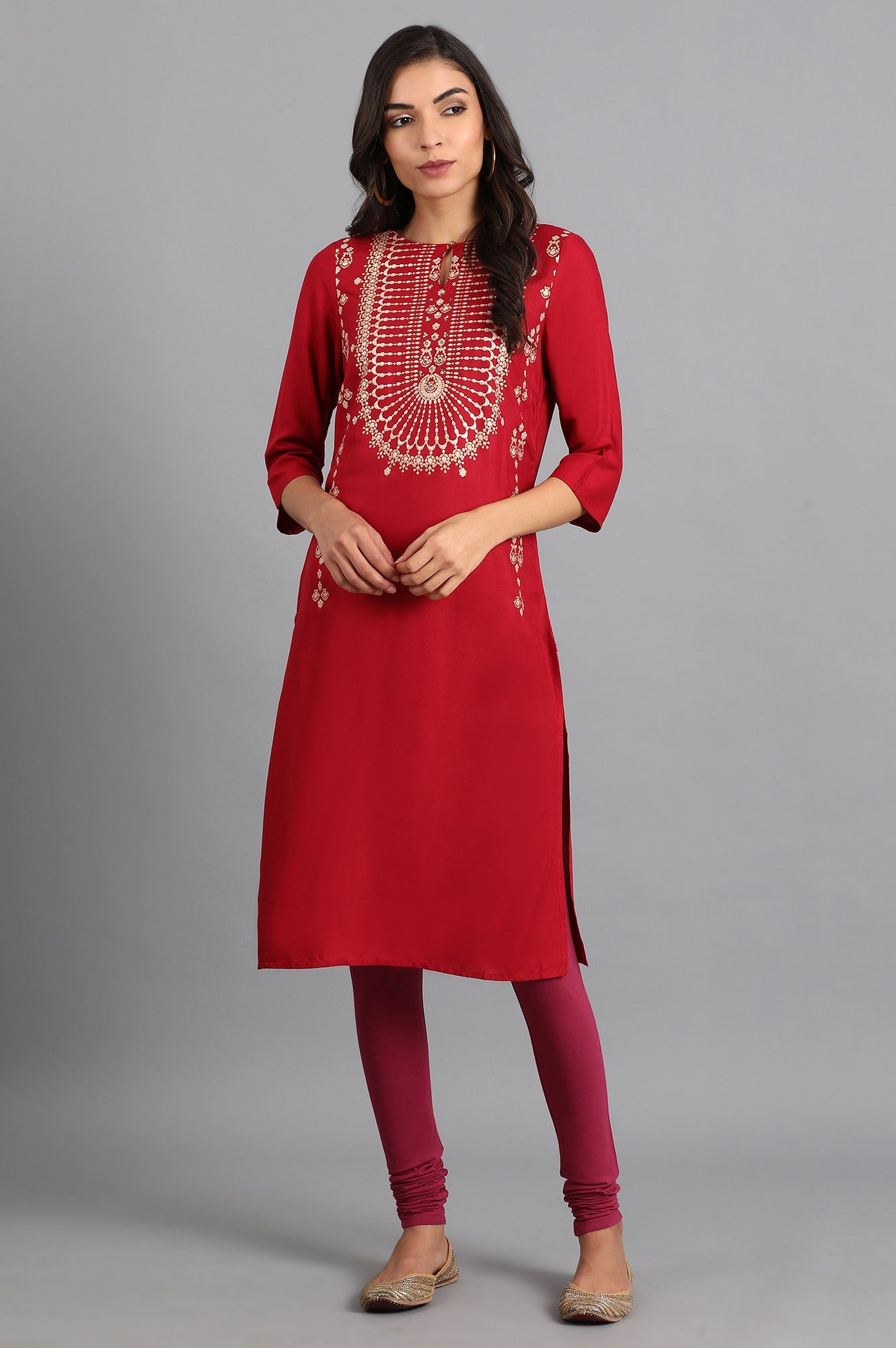 Maroon Knitted Churidar