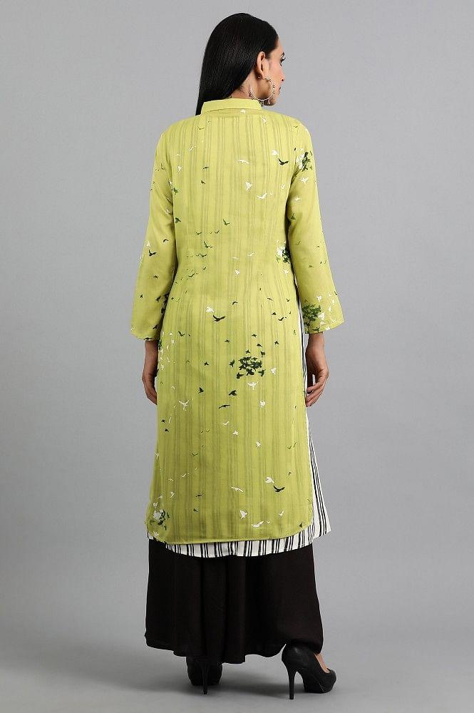 Green Collar Printed kurta - wforwoman