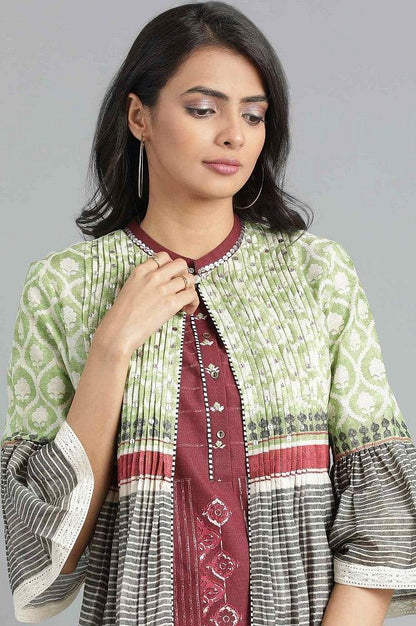 Grey Round Neck Printed kurta - wforwoman