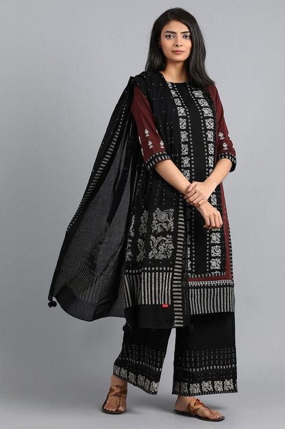 Maroon Round Neck Printed kurta - wforwoman