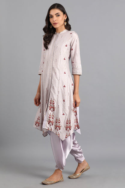 Purple Mandarin Neck Printed kurta