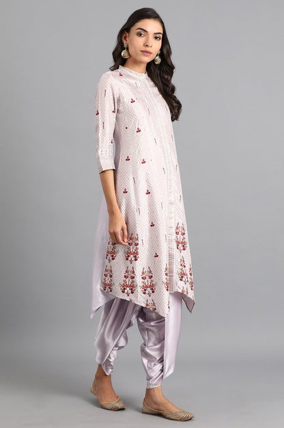 Purple Mandarin Neck Printed kurta