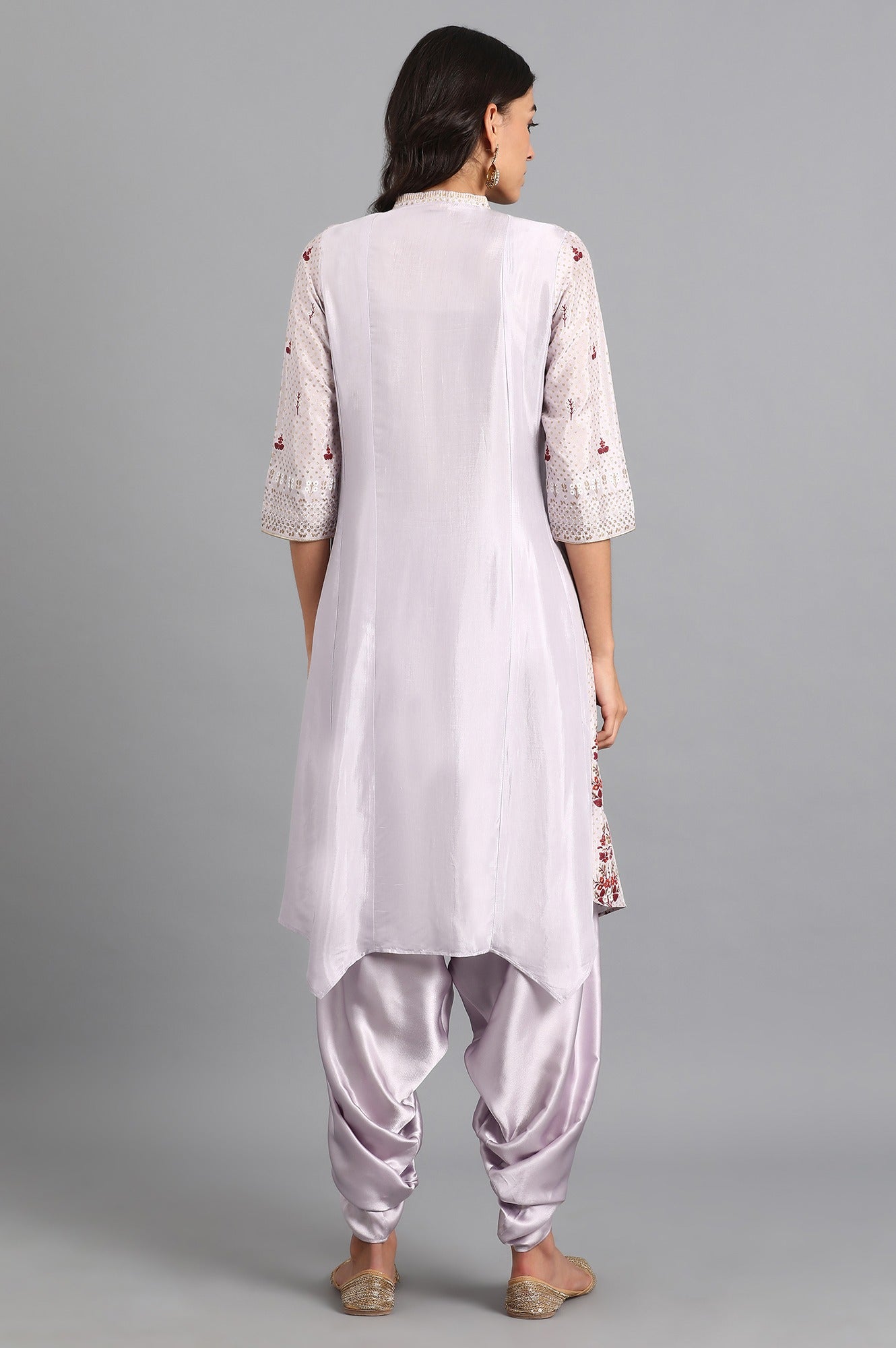 Purple Mandarin Neck Printed kurta