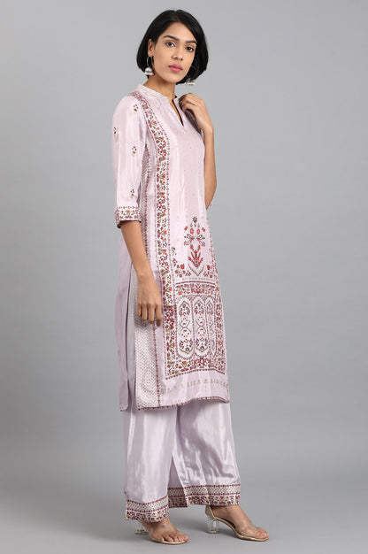 Purple Mandarin Neck Printed kurta