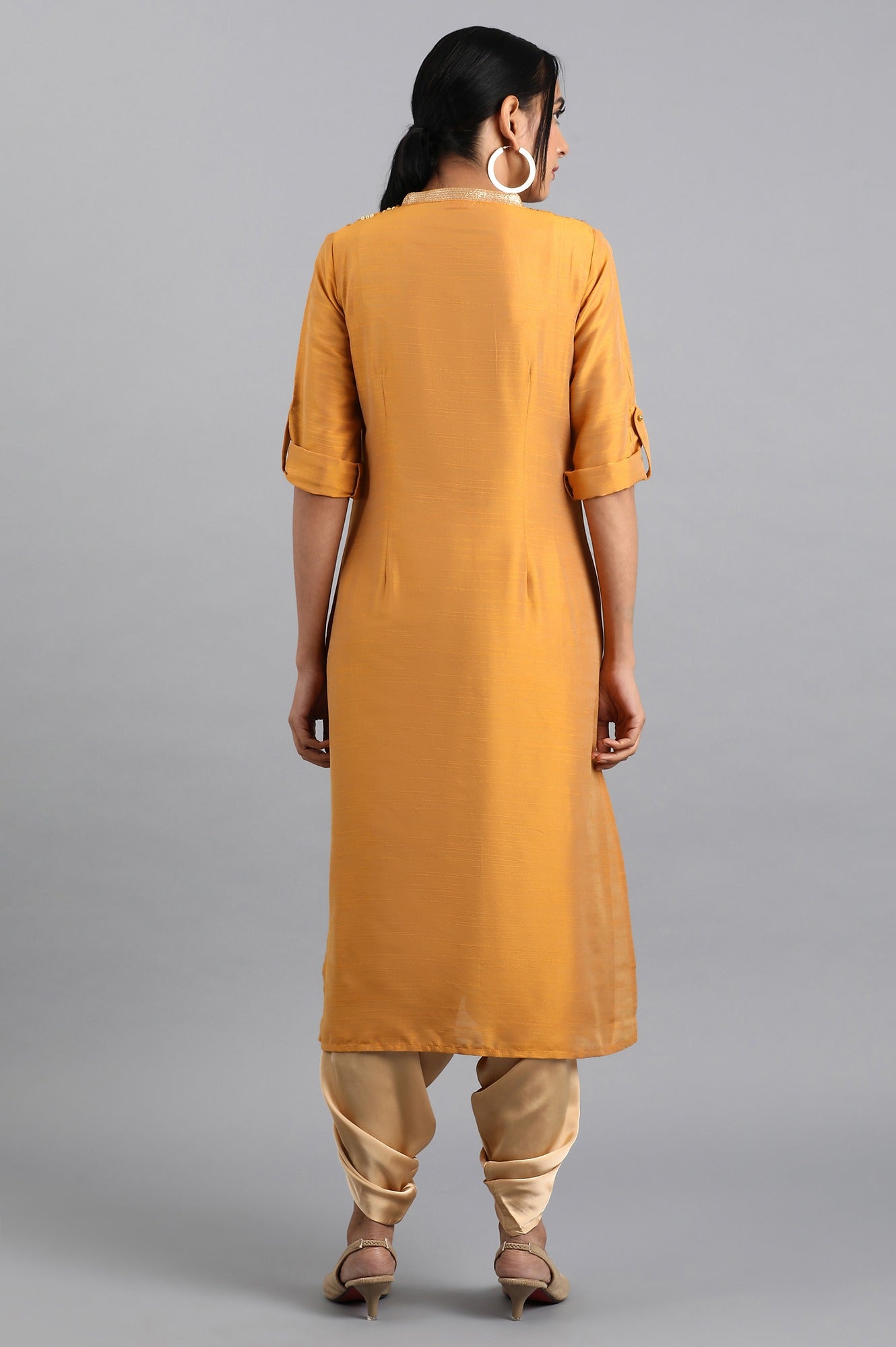 Mustard Mandarin Neck kurta