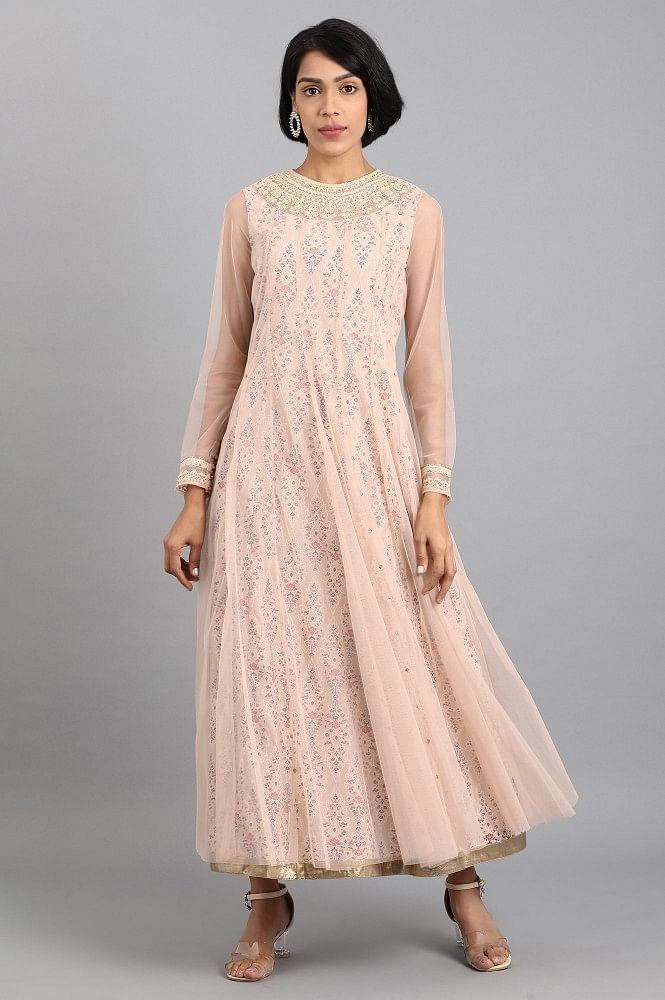 Pink Round Neck Layered Dress - wforwoman