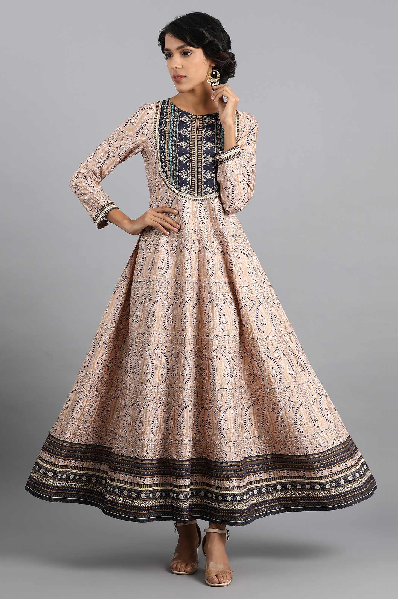 Pink Round Neck Anarkali Dress