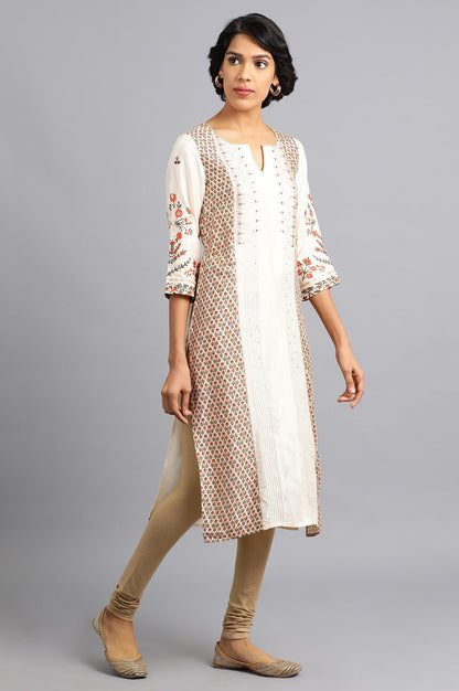 Beige Round Neck Festive kurta