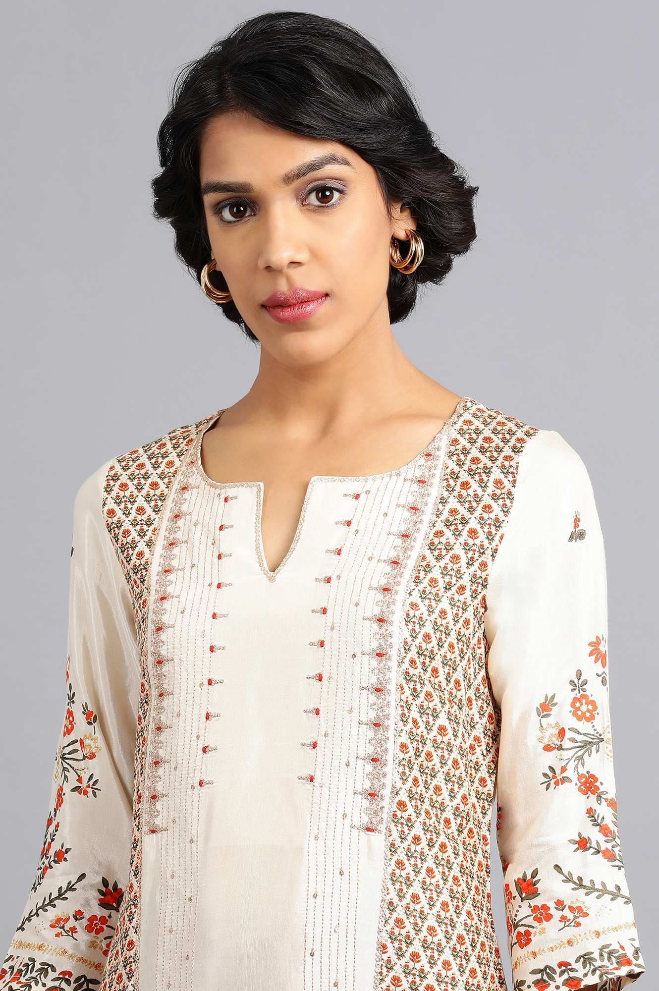 Beige Round Neck Festive kurta