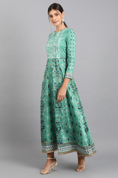 Green Round Neck Anarkali Dress