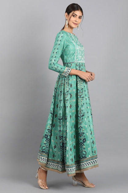 Green Round Neck Anarkali Dress