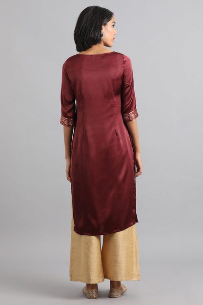 Ecru Round Neck Embroidered kurta - wforwoman