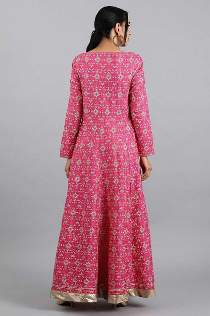 Pink Round Neck Anarkali Dress - wforwoman