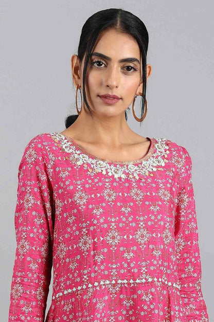 Pink Round Neck Anarkali Dress - wforwoman