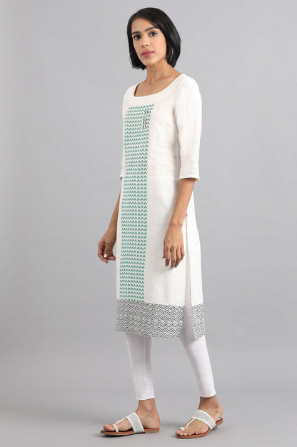 Golden Round Neck Printed kurta - wforwoman