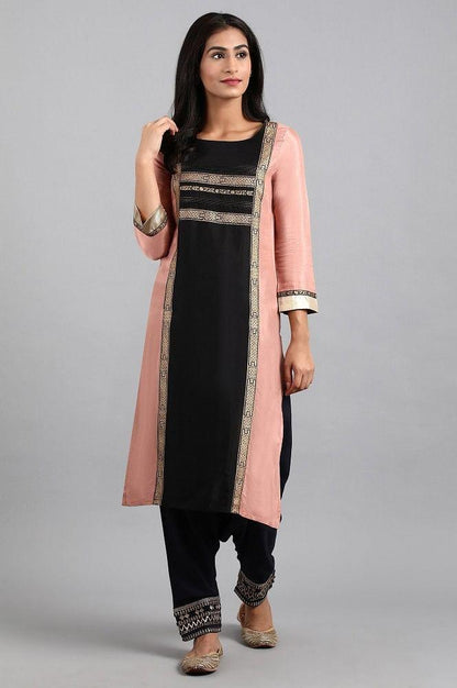 Pink Round Neck Printed kurta - wforwoman